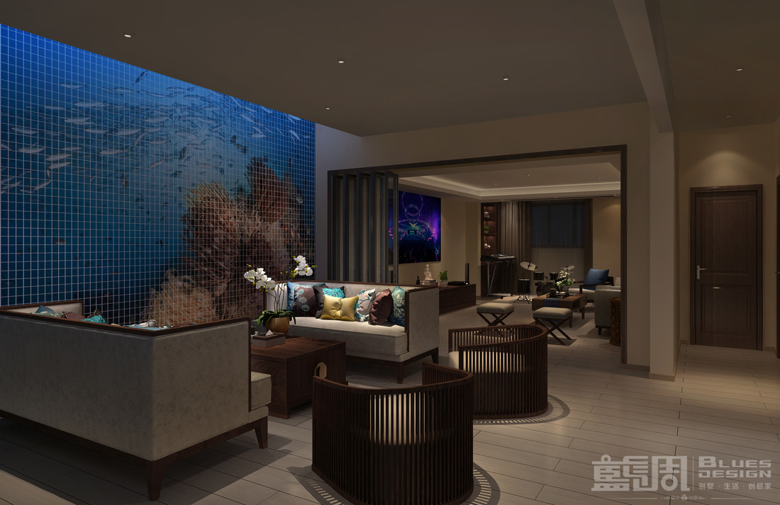 公園大地別墅設計-負一層休閑區