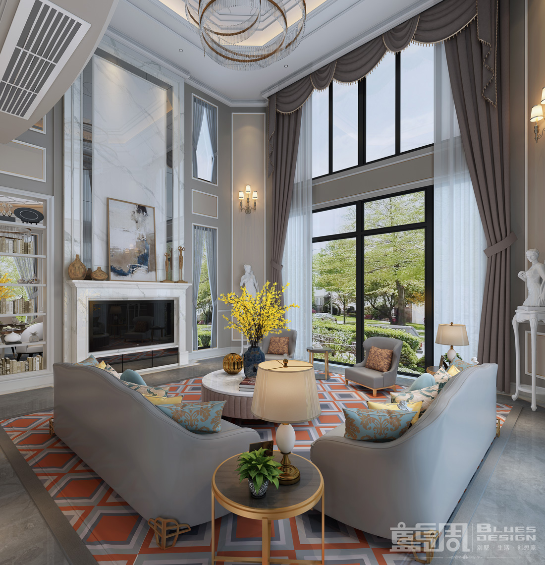 蓮湖山莊獨(dú)棟別墅客廳設(shè)計(jì)