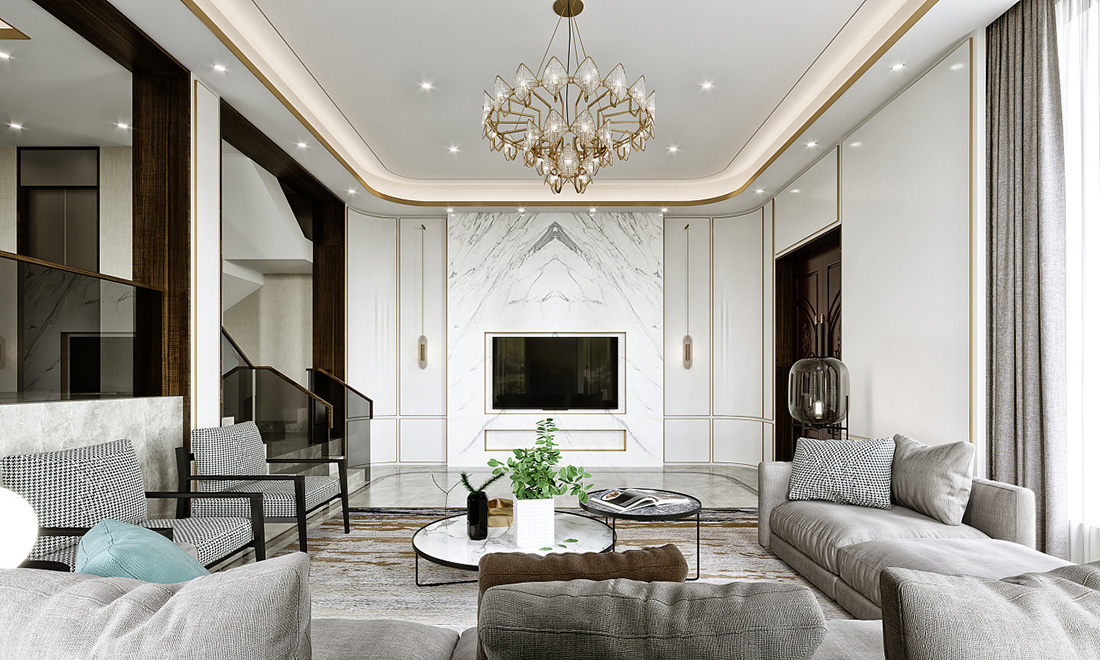 現(xiàn)代風格別墅設計-客廳1 | 藍調設計